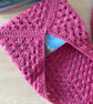Granny Square Book Sleeve - Book Wrap -  Dark Pink Crocheted Book Sleeve