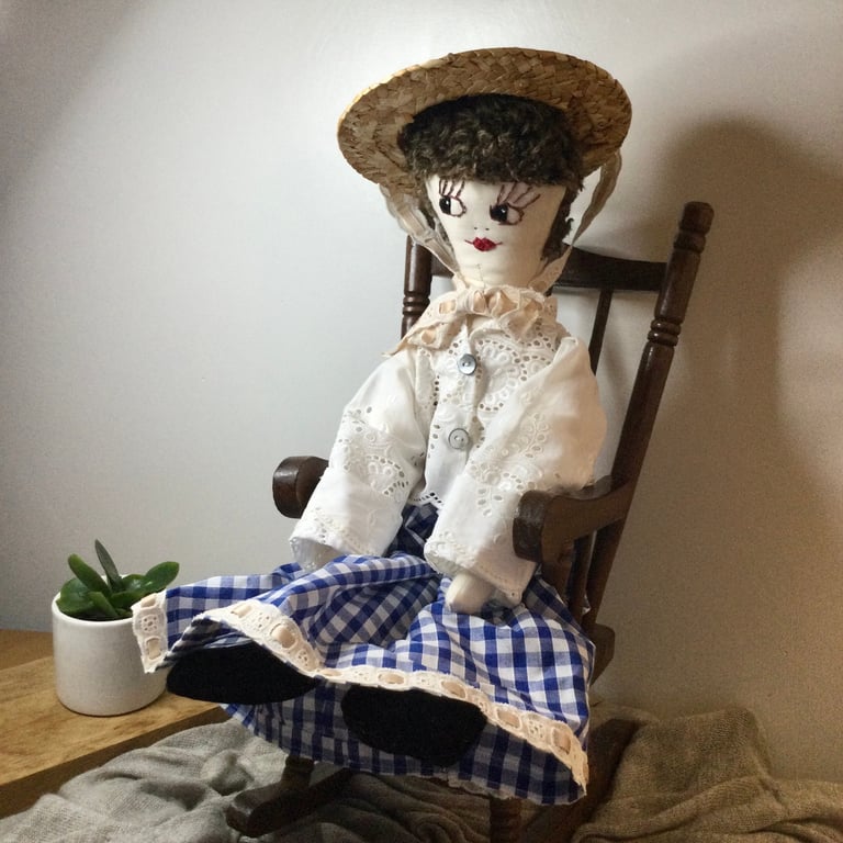 Cloth doll traditional rag doll. Dementia friendly doll. Rag doll with removable