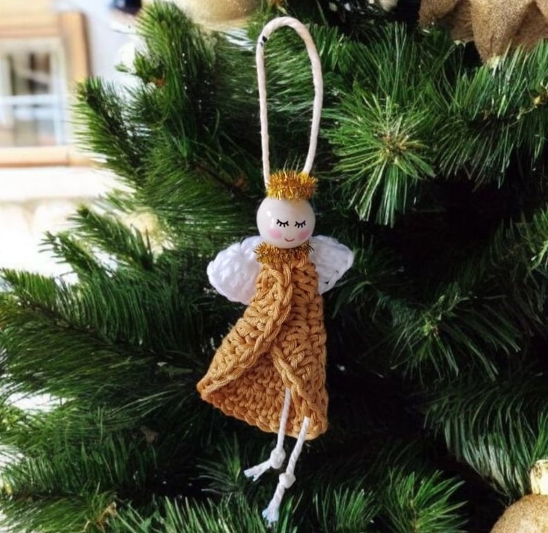 Handmade Crochet Christmas Angel Tree Decoration