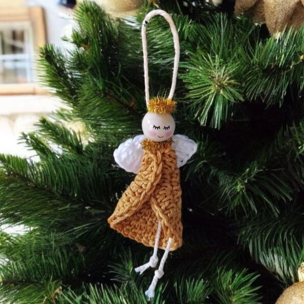 Handmade Crochet Christmas Angel Tree Decoration
