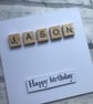Personalized Birthday or Occasion Card, Handmade Scrabble Tile Card - Image 2