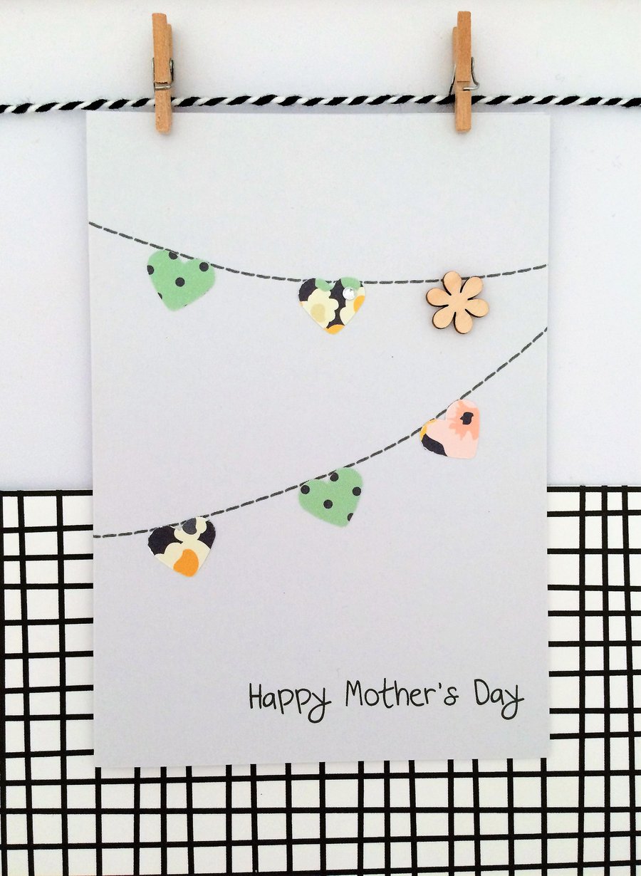 Mother's Day Bunting Card - Handmade Card - Happy Mother's Day - Card for Mum - 