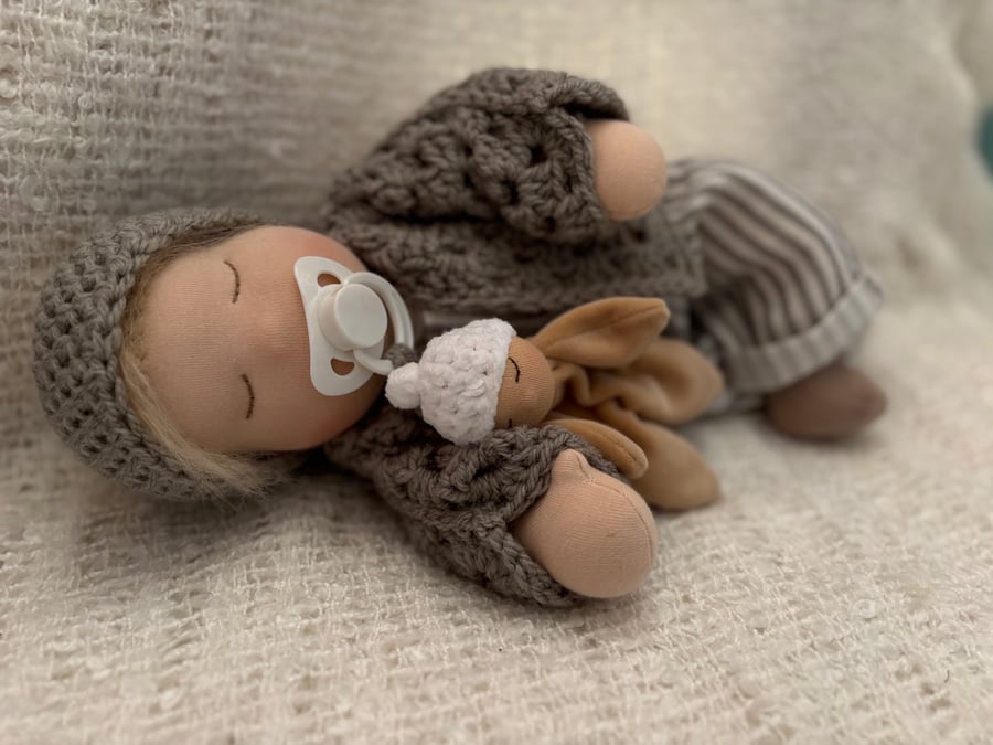 Waldorf inspired weighted baby doll with magnetic dummy 