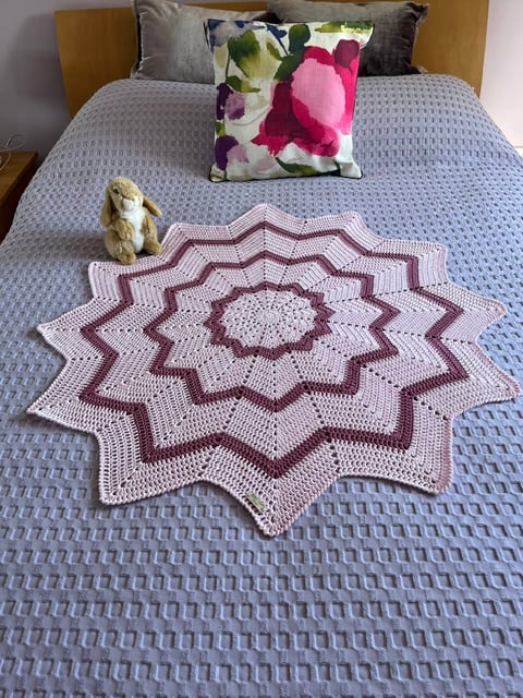 Pink Cotton Star Shape Crocheted Baby Blanket, baby girl Gift, Baby Shower Gift