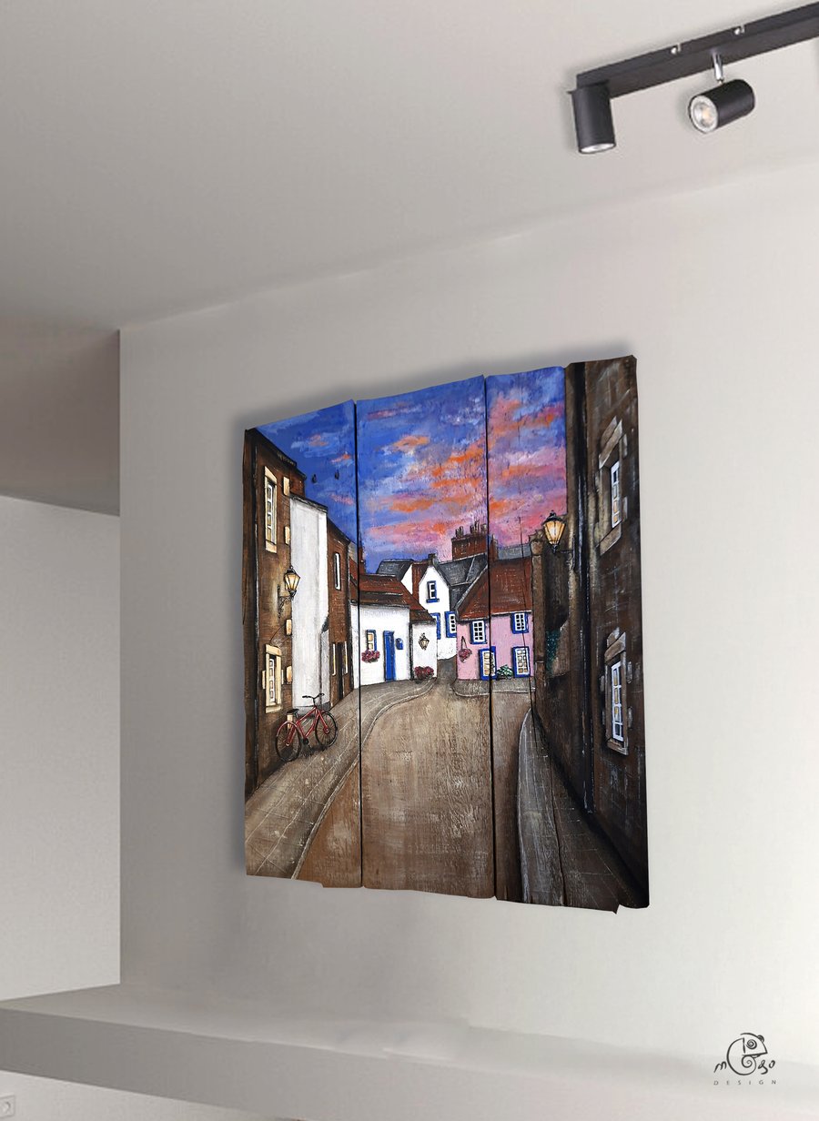 Original painting on wood St Monans, Fife, Scotland