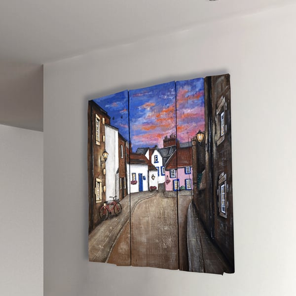 Original painting on wood St Monans, Fife, Scotland