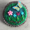 Hand Embroidered Garden Brooch
