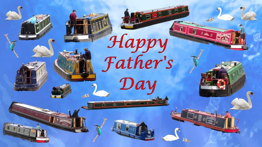 Canal Boat Father's Day Card A5