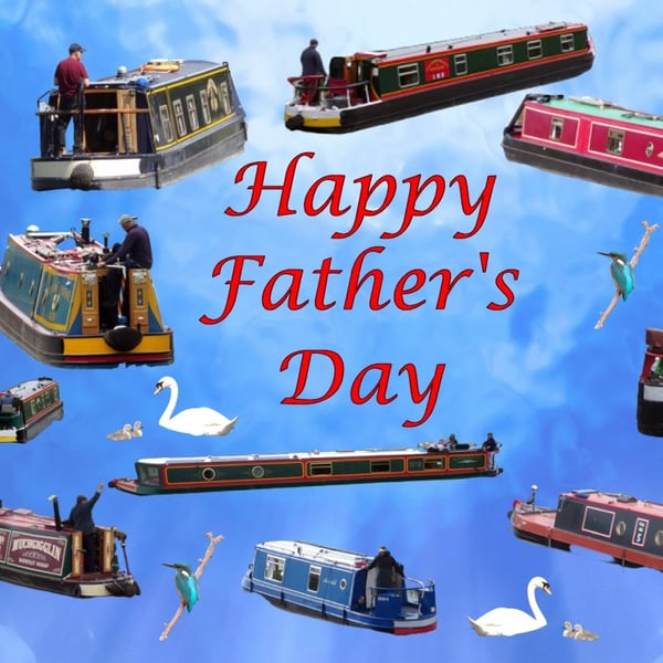 Canal Boat Father's Day Card A5