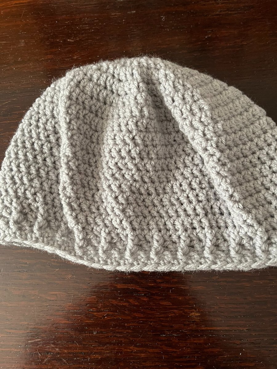Silver Grey Handmade Crocheted Beanie Hat 