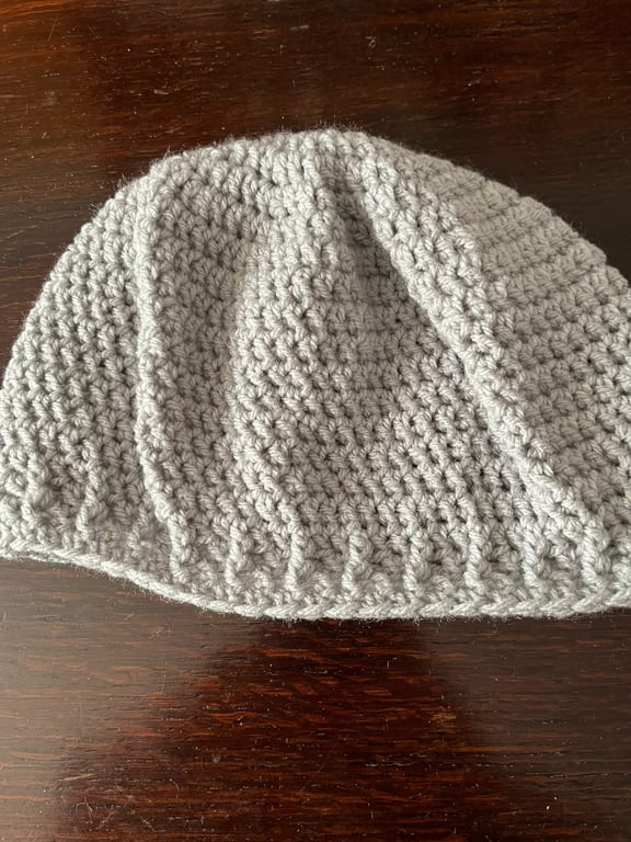 Silver Grey Handmade Crocheted Beanie Hat 