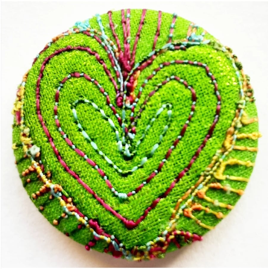 Buttons 1 inch button Hand Dyed Silks and Cottons Free Machine Embroidery Button