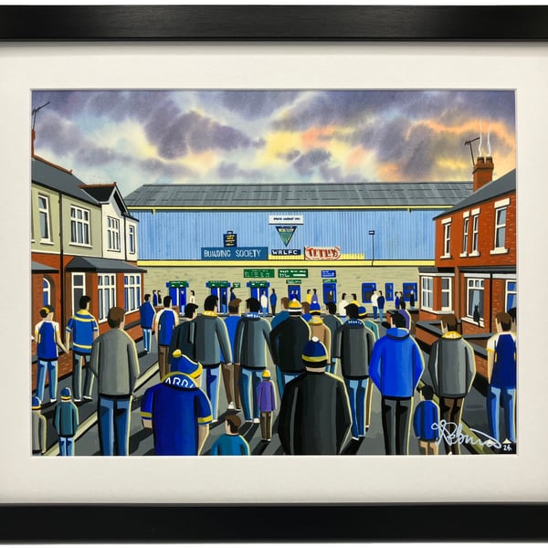 Warrington Wolves Retro Wilderspool Framed Football Art Print 14" x 11" Frame 
