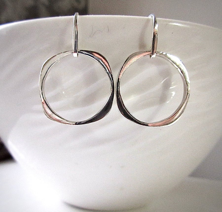 Geometric Sterling Silver Handmade Hoop Earrings
