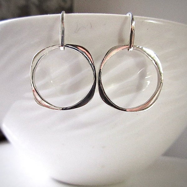 Geometric Sterling Silver Handmade Hoop Earrings