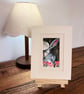 Mounted Original Hare Rabbit under the Moon with Mushrooms Watercolour  - Image 5