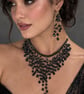  Cascading Sparkle Necklace With Black Pearls and Black Spinel - Image 2