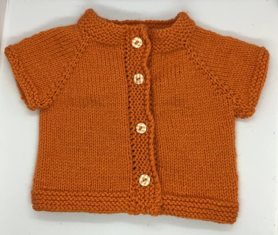 Burnt Orange Cardigan 6 months - 1 year 22” chest 