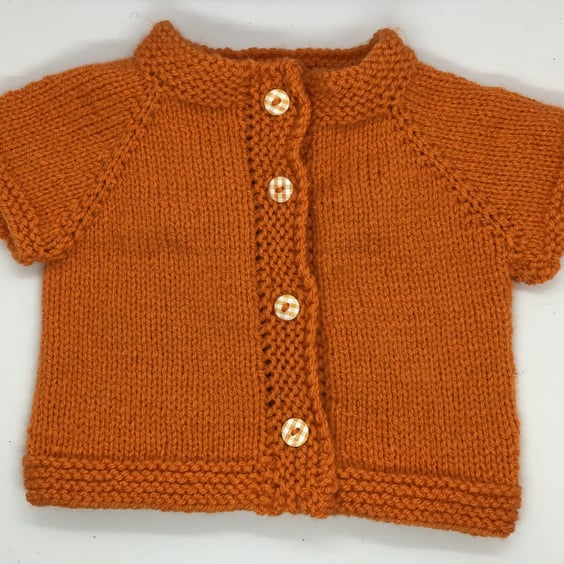 Burnt Orange Cardigan 6 months - 1 year 22” chest 