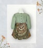 Elephant Print and Plain Dress with Elastic Waist and Puff Sleeves. 4-5yrs. G27 - Image 1