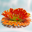 Fused Glass Coral Sculptural Duo-Red-Orange-Yellow-Green
