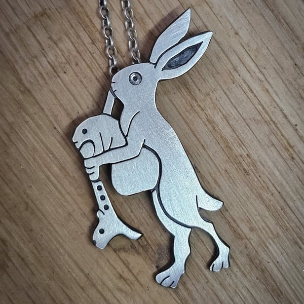 Marginalia rabbit pendant, sterling silver 925.