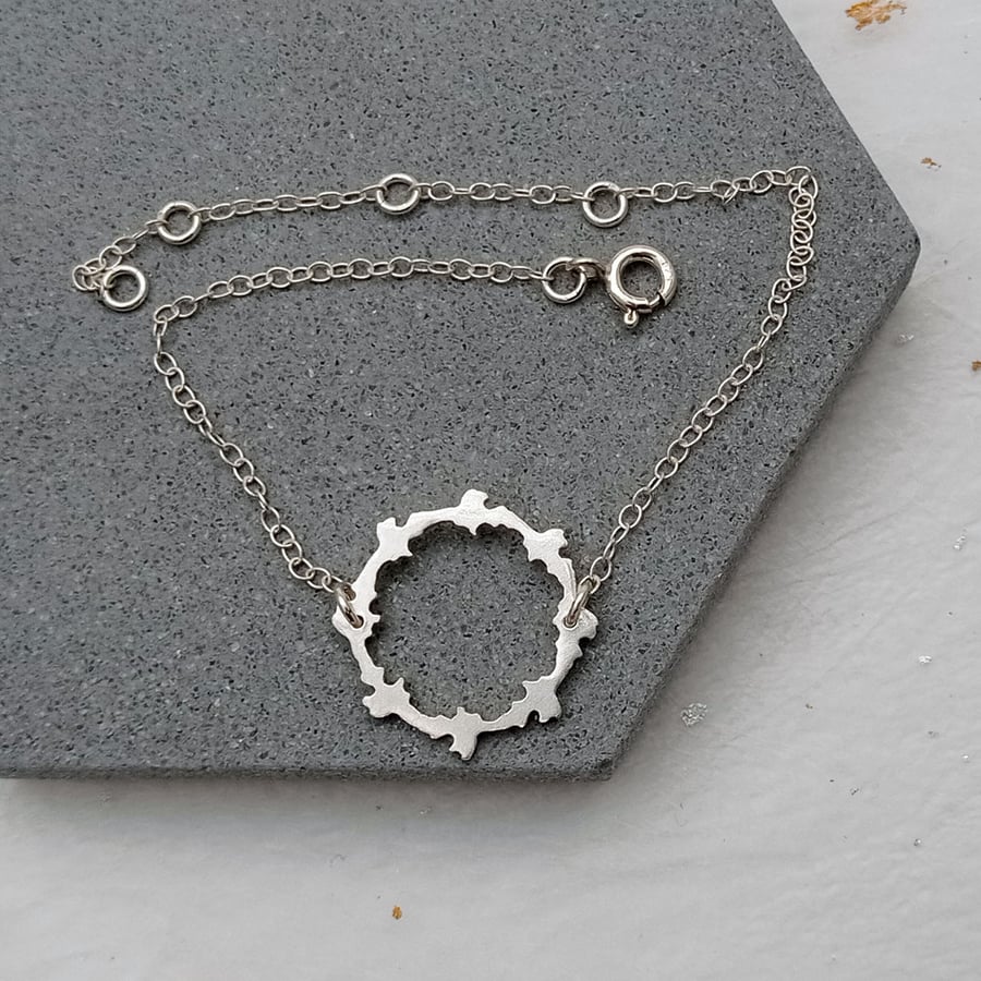 Sterling silver shaped circle bracelet - delicate handmade jewellery 
