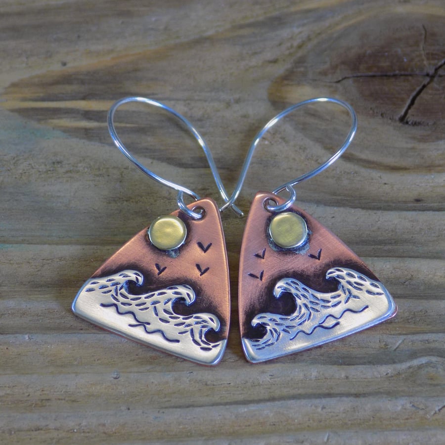 Sterling silver cheap wave earrings