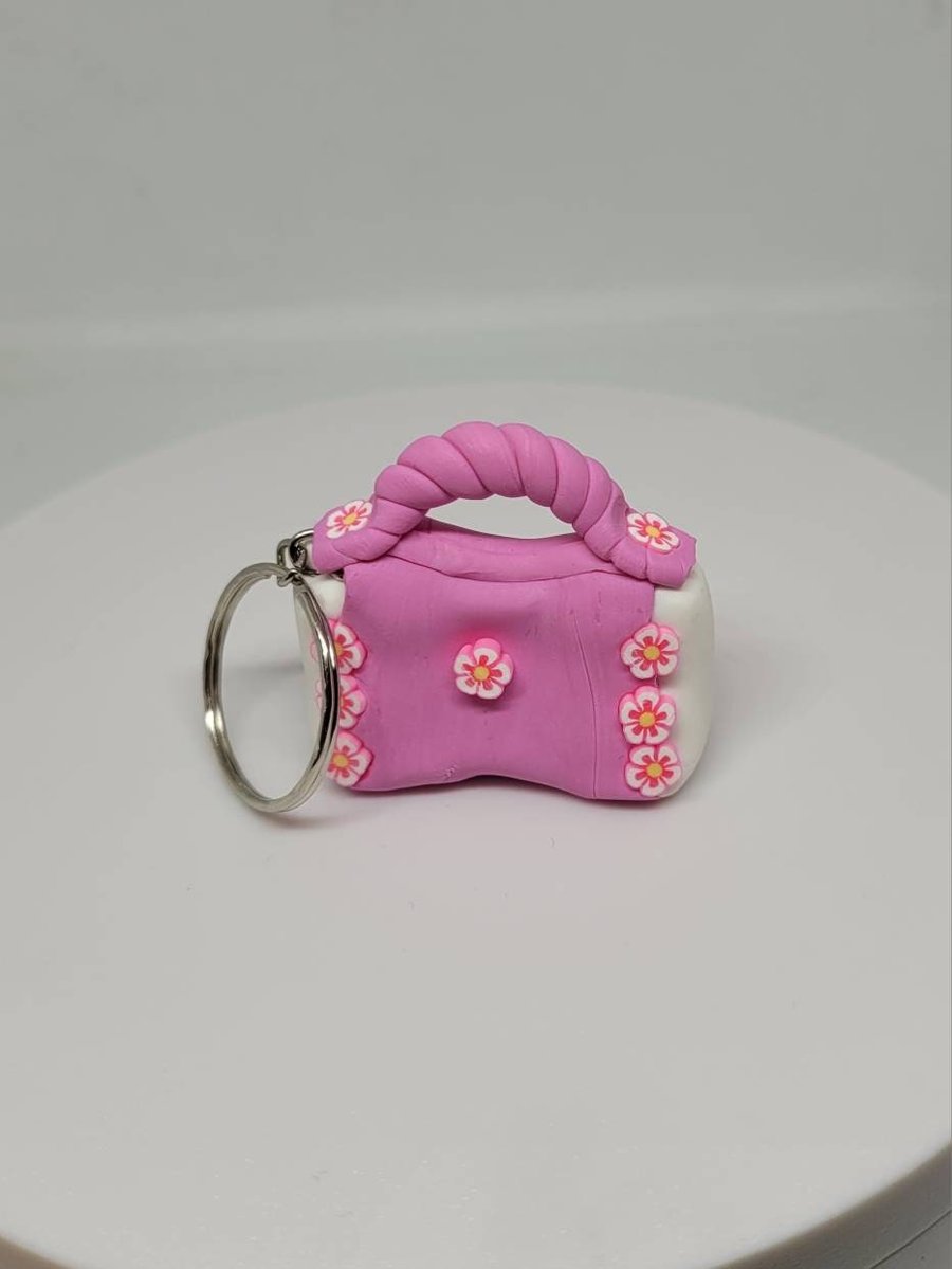 Polymer clay handbag keyring 112 scale miniature novelty gift