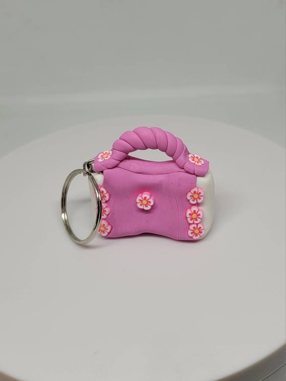 Polymer clay handbag keyring 112 scale miniature novelty gift