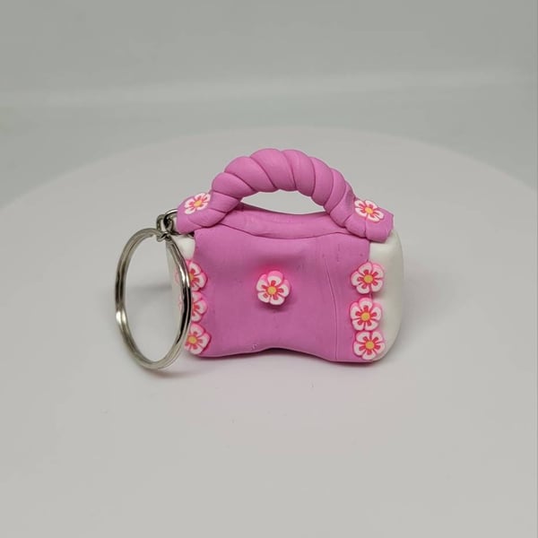 Polymer clay handbag keyring 112 scale miniature novelty gift