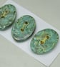 3 Medium Oval Verdigris Green Brocade Pattern Handmade Ceramic Buttons - Image 4