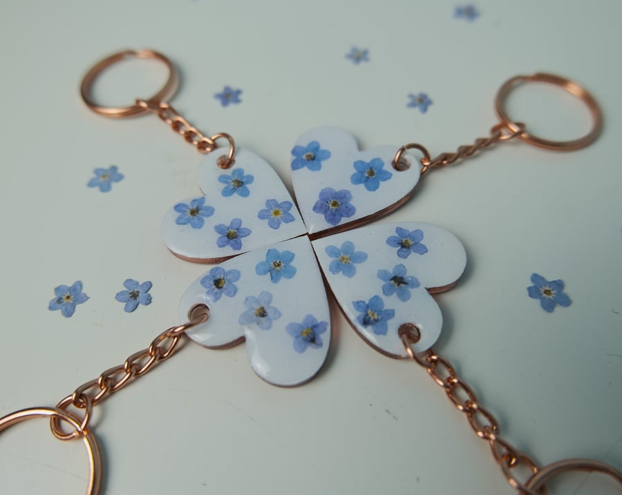 Forget Me Not Animal Paw Print Keyring