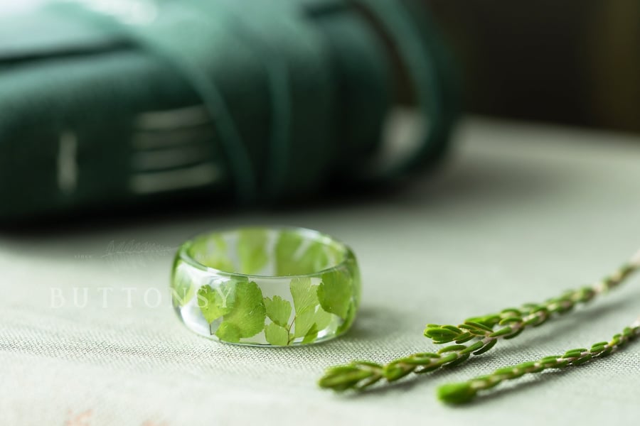 Maidenhair Fern Resin Ring