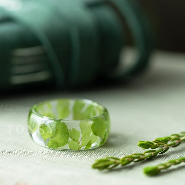 Maidenhair Fern Resin Ring