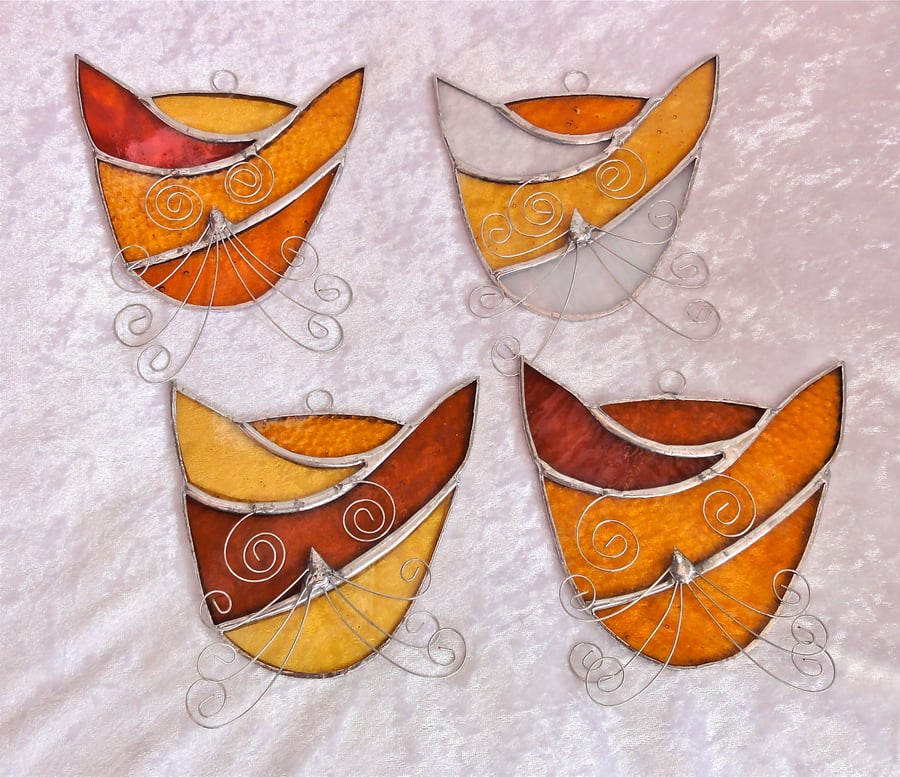 Stained Glass Cat Suncatcher - Ginger