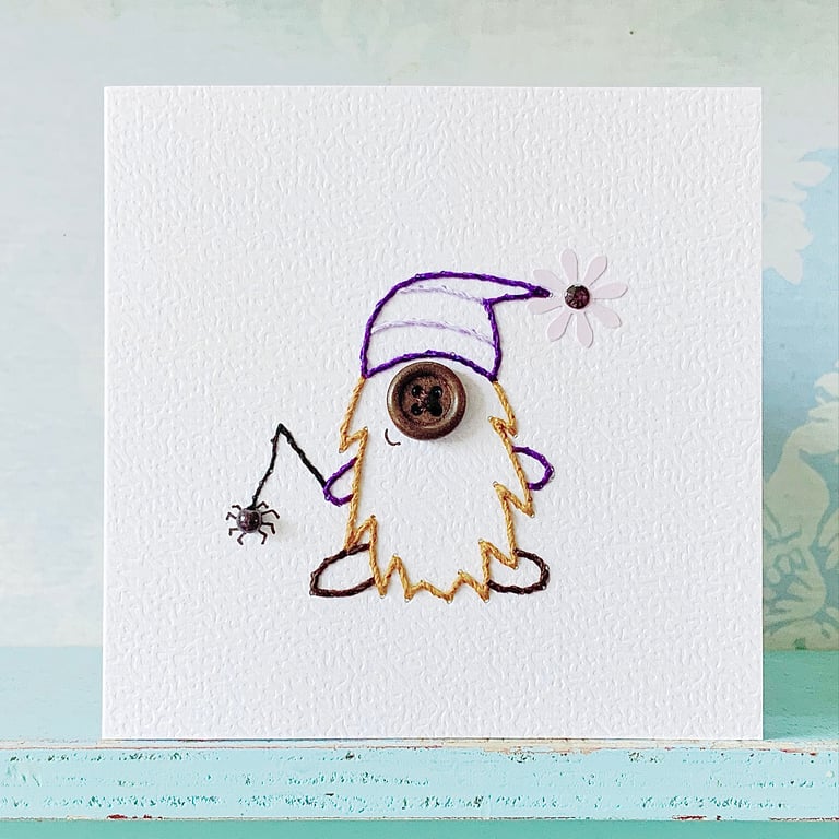 Hand Sewn Card. Halloween Gnome. Gnome. Gnomes. Scandinavian Gnome.