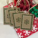 Pack of 4 Christmas gift tags - rustic snowflakes