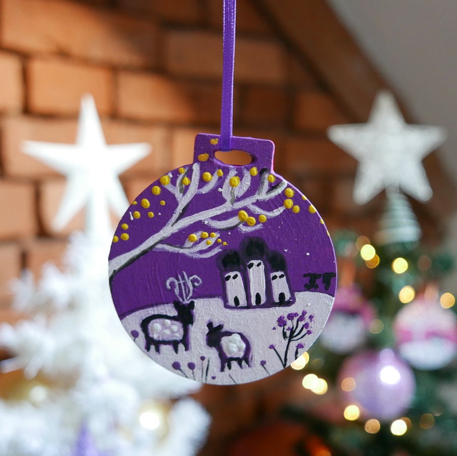 Sheep Christmas Decoration, Rustic, Cottage, Tree, Countryside, Snow