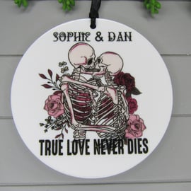 Personalised Wedding Gift Keepsake, True Love Never Dies. Halloween Wedding. 