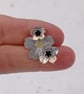 Sterling silver and brass flowers lapel pin – handmade floral brooch  - Image 5