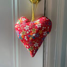 Red flower fabric hanging heart decoration