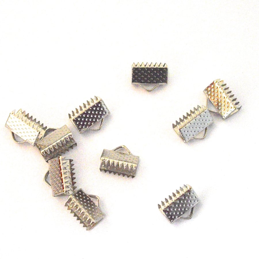 20 x Silver Plated Crimp End Connectors (10 mm)