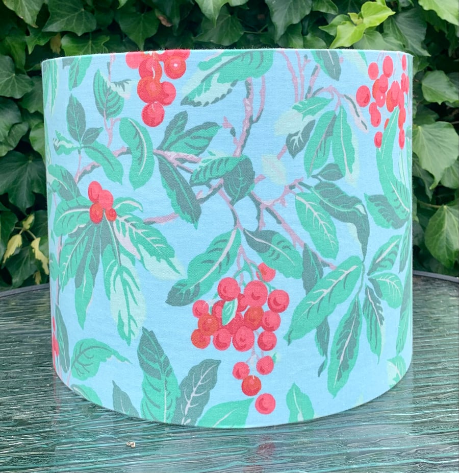 Cherry Tree  Laura Ashley Red Green Blue 80s 90s Vintage fabric Lampshade