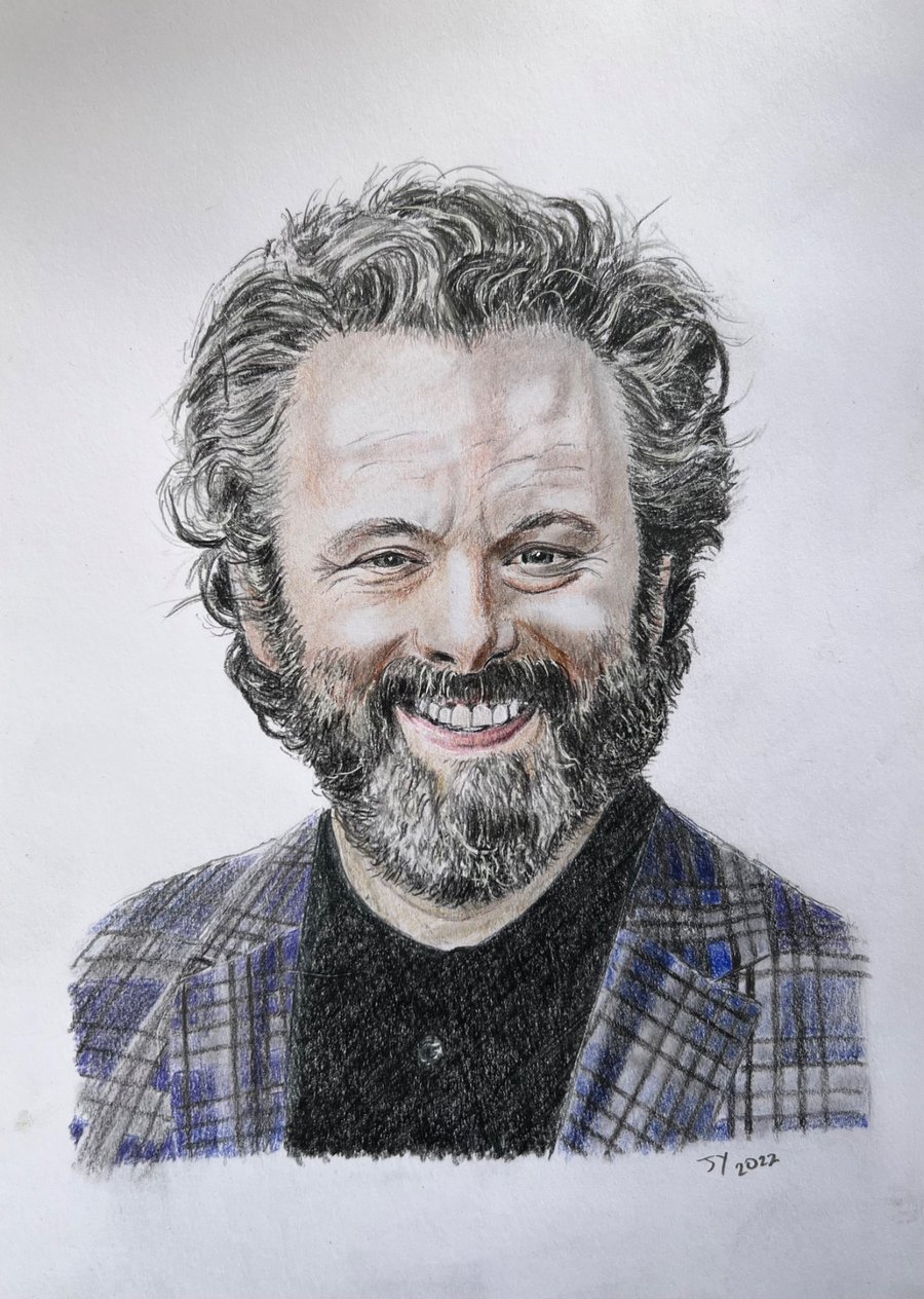Original artwork portrait of Welsh actor Michael Sheen