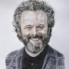 Original artwork portrait of Welsh actor Michael Sheen