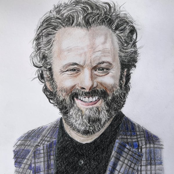 Original artwork portrait of Welsh actor Michael Sheen