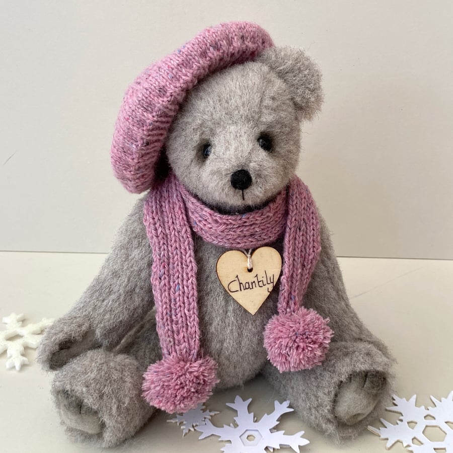 Winter Teddy Bear, one of a kind collectable artist bear by Bearlescent 