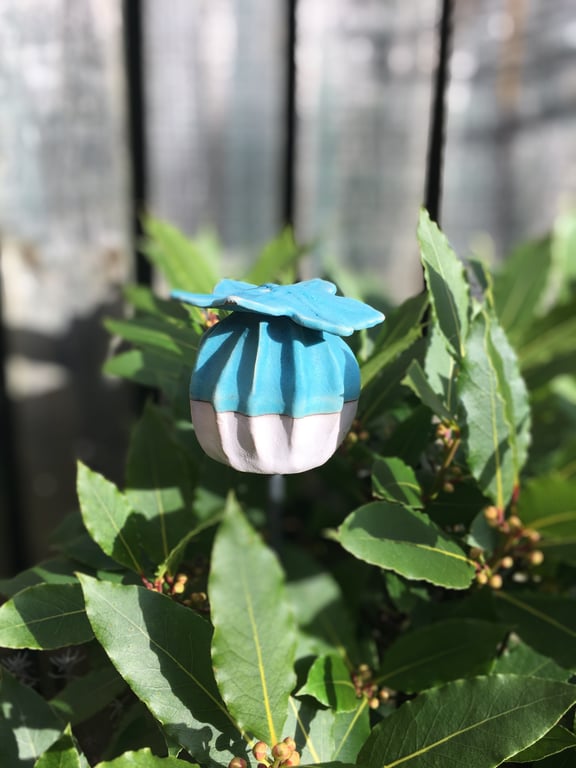 Ceramic garden stake, handmade garden art, indoor or outdoor garden stake