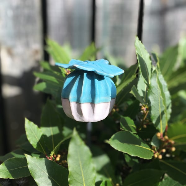 Ceramic garden stake, handmade garden art, indoor or outdoor garden stake